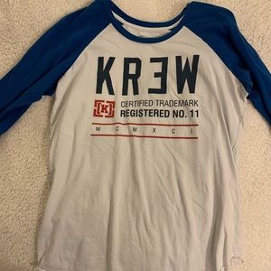 Blue and white baseball t shirt